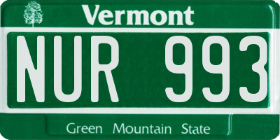 VT license plate NUR993