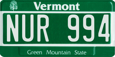 VT license plate NUR994