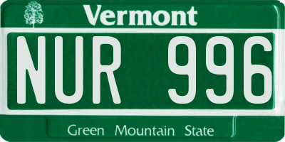 VT license plate NUR996