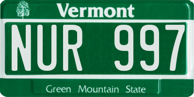 VT license plate NUR997