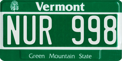 VT license plate NUR998