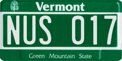 VT license plate NUS017