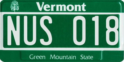 VT license plate NUS018