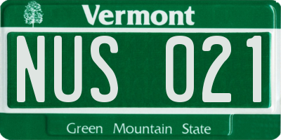 VT license plate NUS021