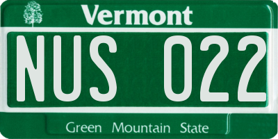 VT license plate NUS022