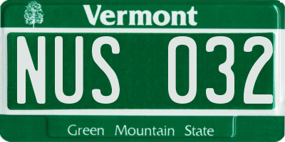 VT license plate NUS032