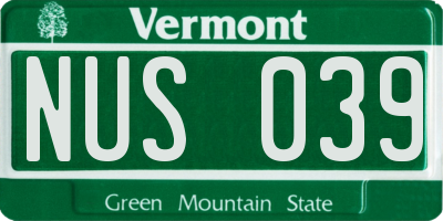 VT license plate NUS039