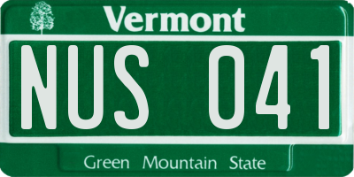 VT license plate NUS041