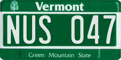 VT license plate NUS047