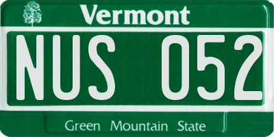 VT license plate NUS052