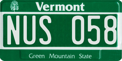 VT license plate NUS058