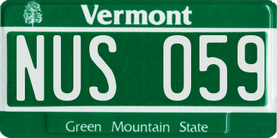 VT license plate NUS059