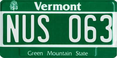 VT license plate NUS063