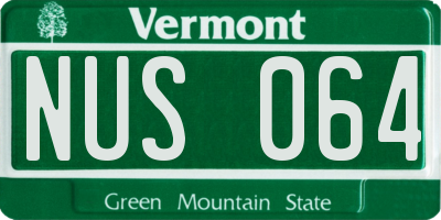 VT license plate NUS064