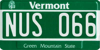 VT license plate NUS066