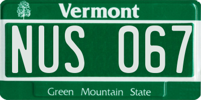 VT license plate NUS067
