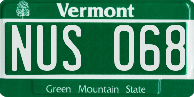VT license plate NUS068