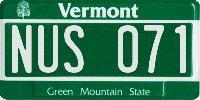 VT license plate NUS071