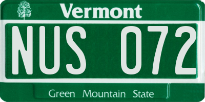 VT license plate NUS072