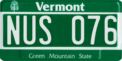 VT license plate NUS076