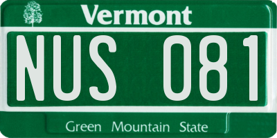 VT license plate NUS081