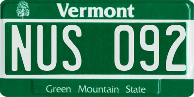 VT license plate NUS092