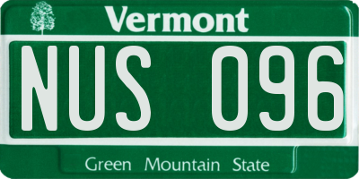 VT license plate NUS096