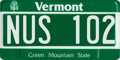 VT license plate NUS102
