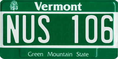 VT license plate NUS106