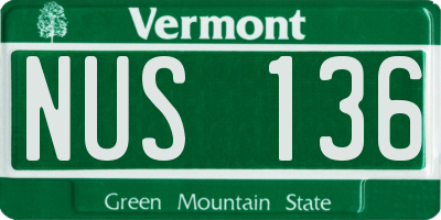 VT license plate NUS136