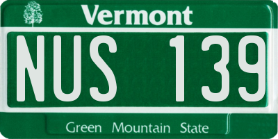 VT license plate NUS139