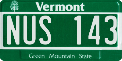 VT license plate NUS143