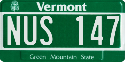 VT license plate NUS147