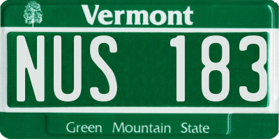 VT license plate NUS183