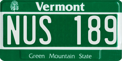 VT license plate NUS189