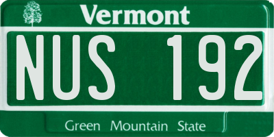 VT license plate NUS192