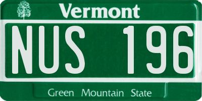 VT license plate NUS196