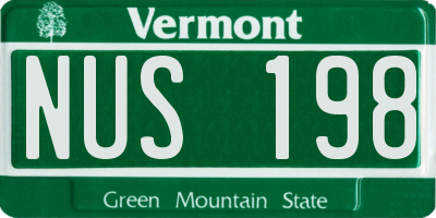 VT license plate NUS198
