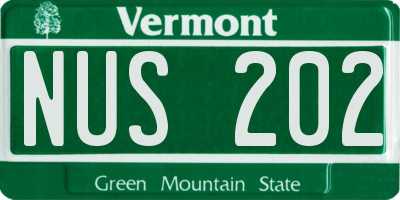 VT license plate NUS202