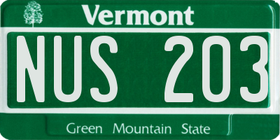 VT license plate NUS203