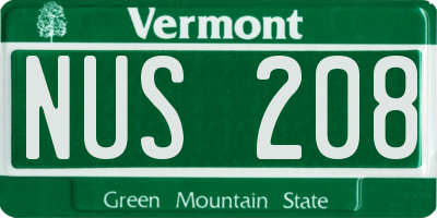 VT license plate NUS208