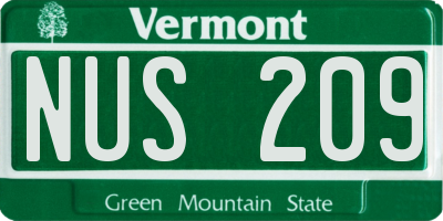 VT license plate NUS209