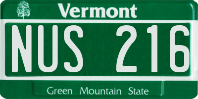 VT license plate NUS216