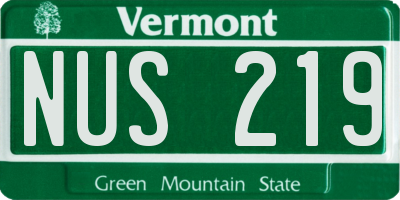 VT license plate NUS219