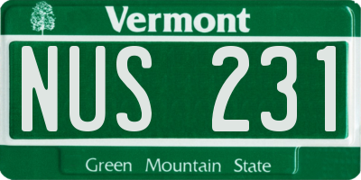 VT license plate NUS231