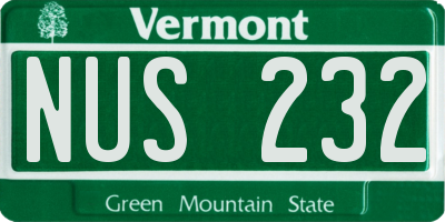 VT license plate NUS232