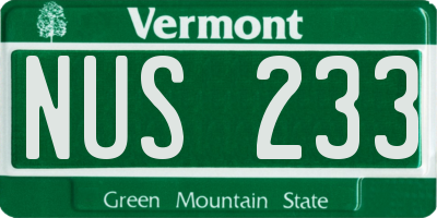VT license plate NUS233