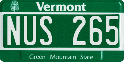 VT license plate NUS265