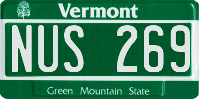VT license plate NUS269