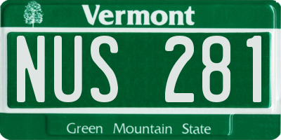 VT license plate NUS281